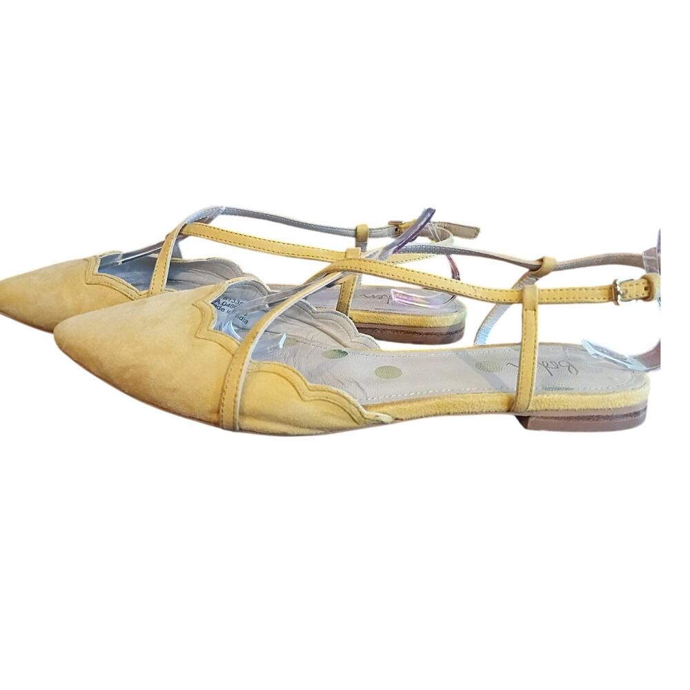 Boden "Christina" Scalloped Slingback Flats Butter Yellow suede sz EU 39/ US 7